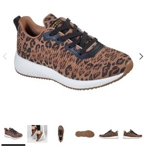 Brand new Bob's Skechers leopard print memory foam sneakers